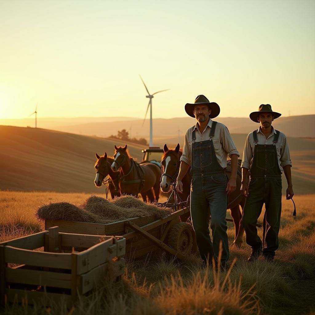 Sustainable Farm Landscape at Sunset in Cinematic Style