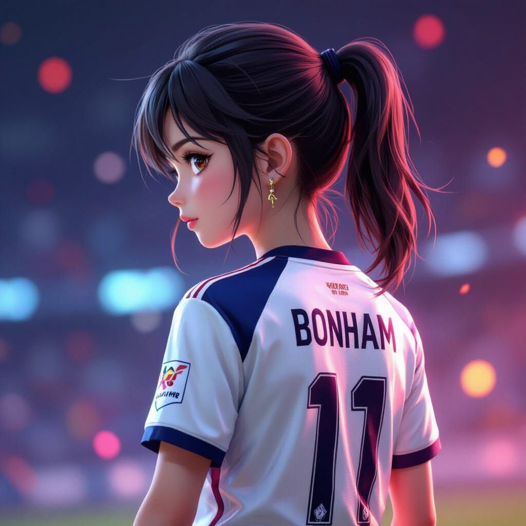 3D Anime Concept Art of Girl in Soccer Jersey