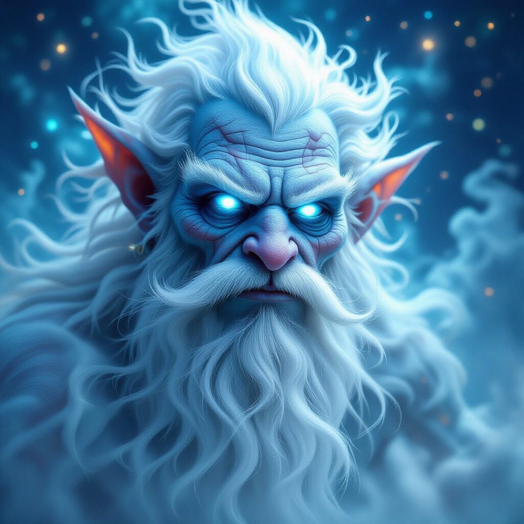 Ethereal Ghostly Troll in Astral Cosmos, Holographic Style