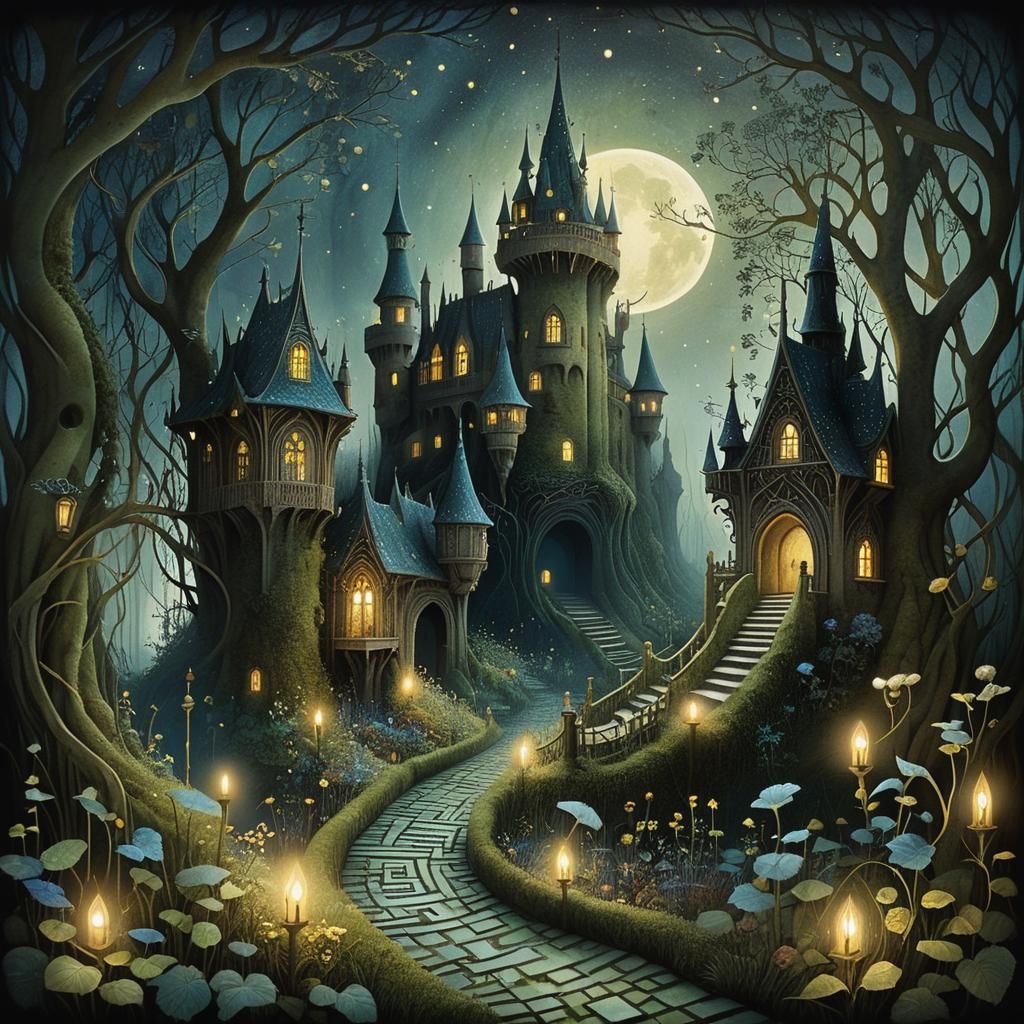 Mystical Faerie Castle Gardens at Twilight