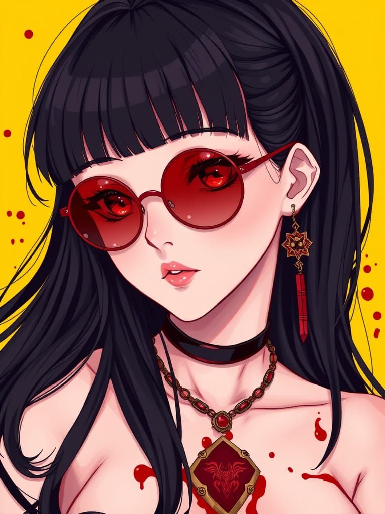 Blood Hazard Aesthetic Portrait with Mythological Jewelry