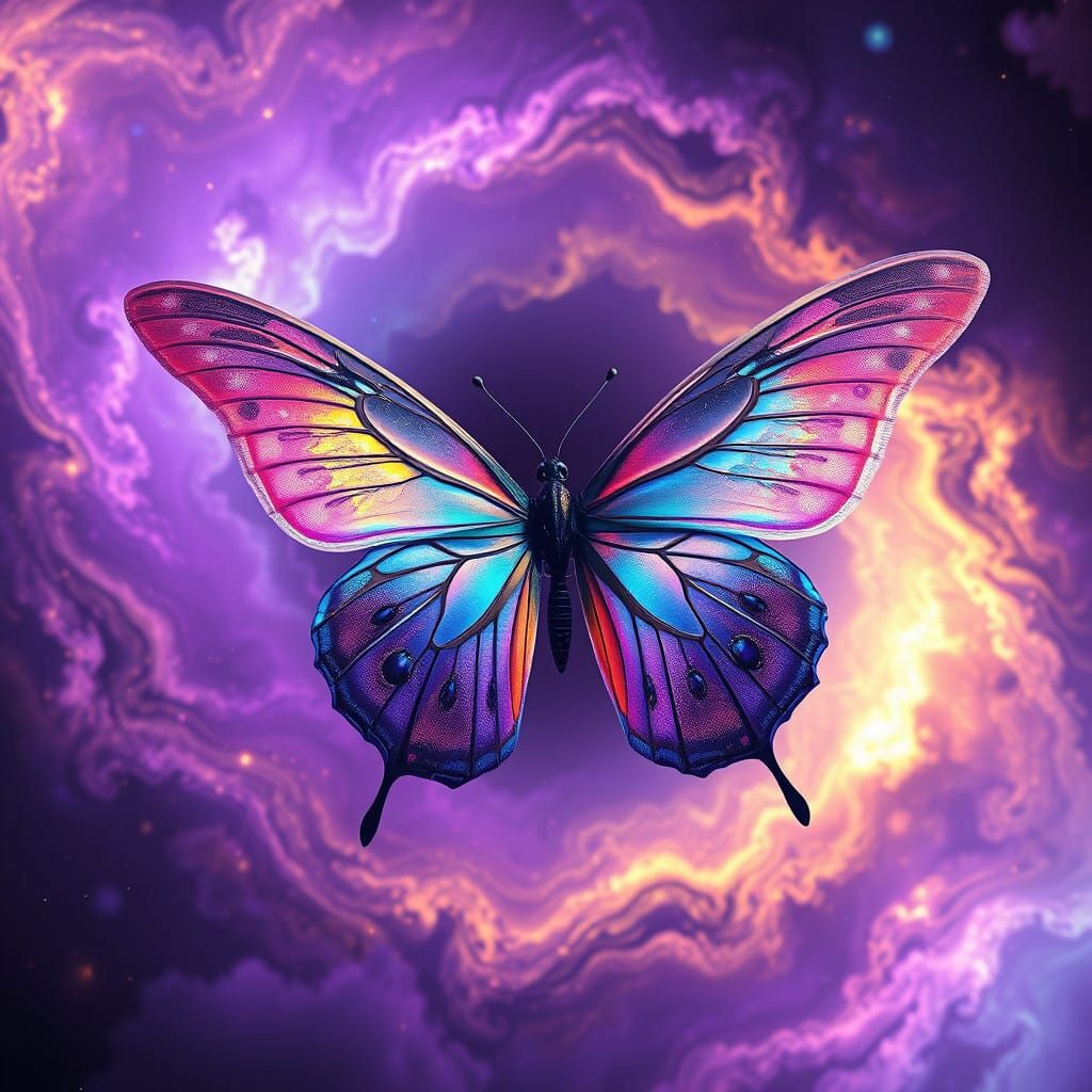 Ethereal Butterfly in Celestial Nebula