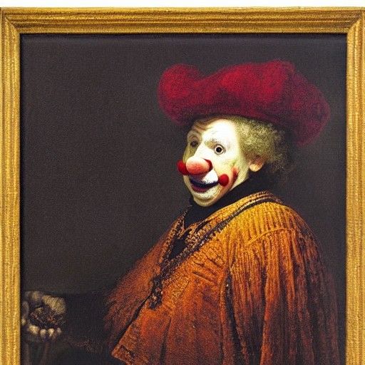 Sad Clown in Rembrandt Style