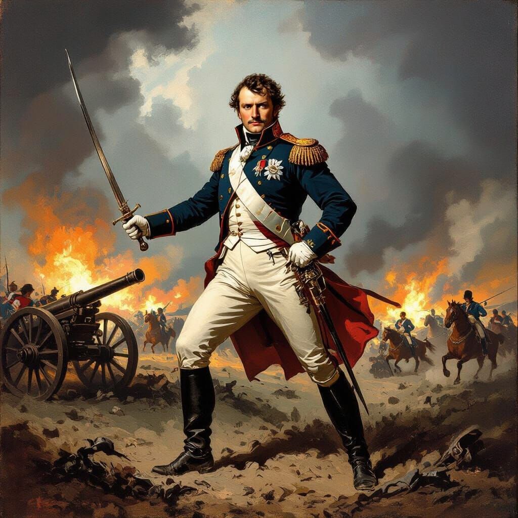 Napoleon's Last Stand: Dramatic Battlefield Painting