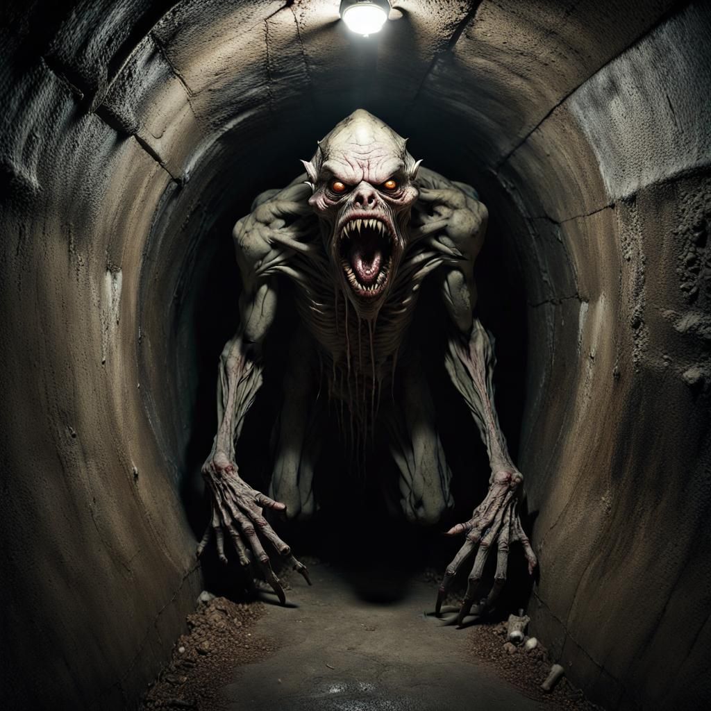 Horrifying monster lurking in underground tunnel 👿