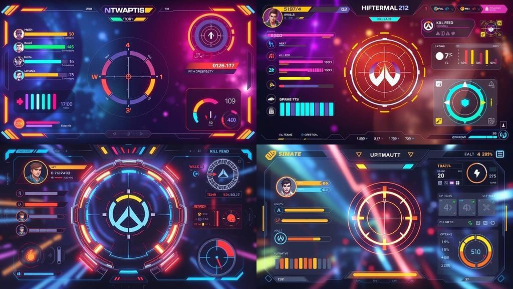 Sleek Sci-Fi UI for Hero Shooter Game in Vibrant Style