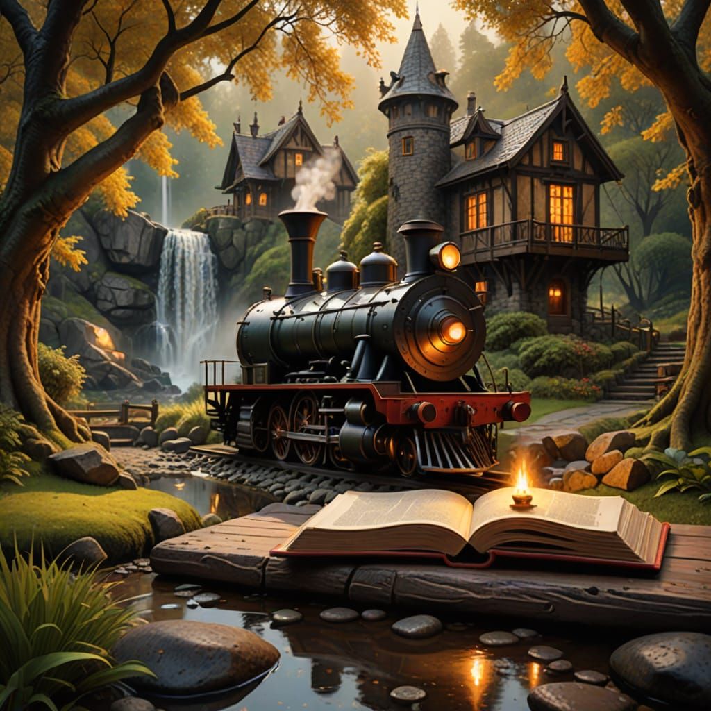 Fantasy Storybook Scene in Cozy Vintage Study