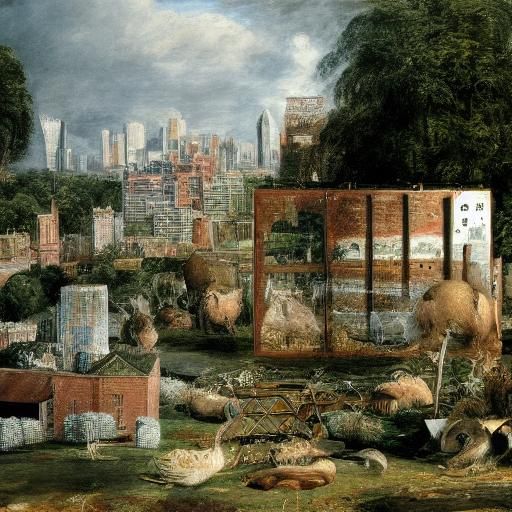 Hedgehog City Skyline in Classical Pop Art Style