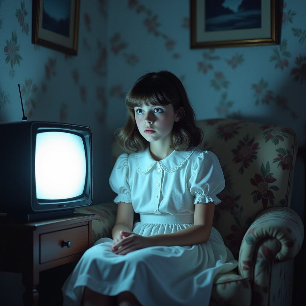 Poltergeist Girl Watching TV: Psychological Horror