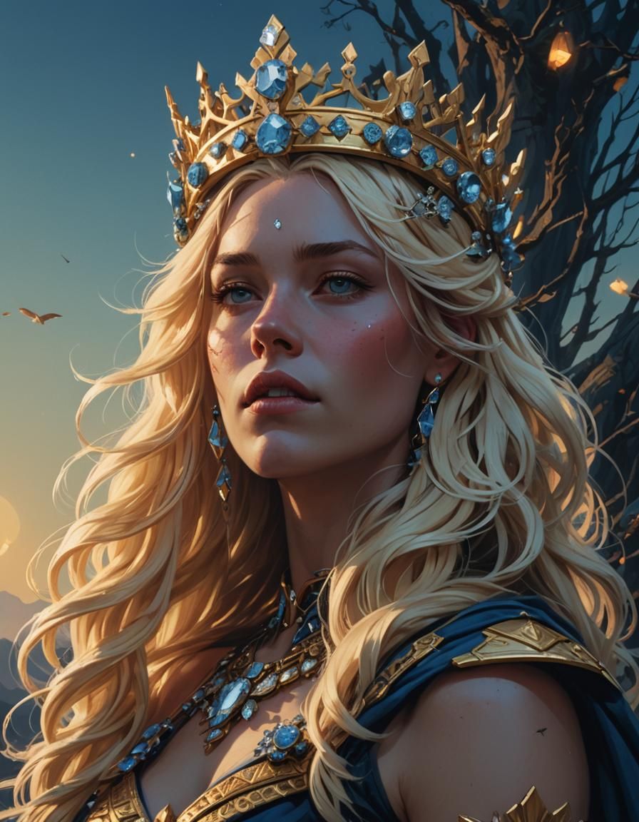 Goddess with Diamond Crown: High-Fantasy Concept Art