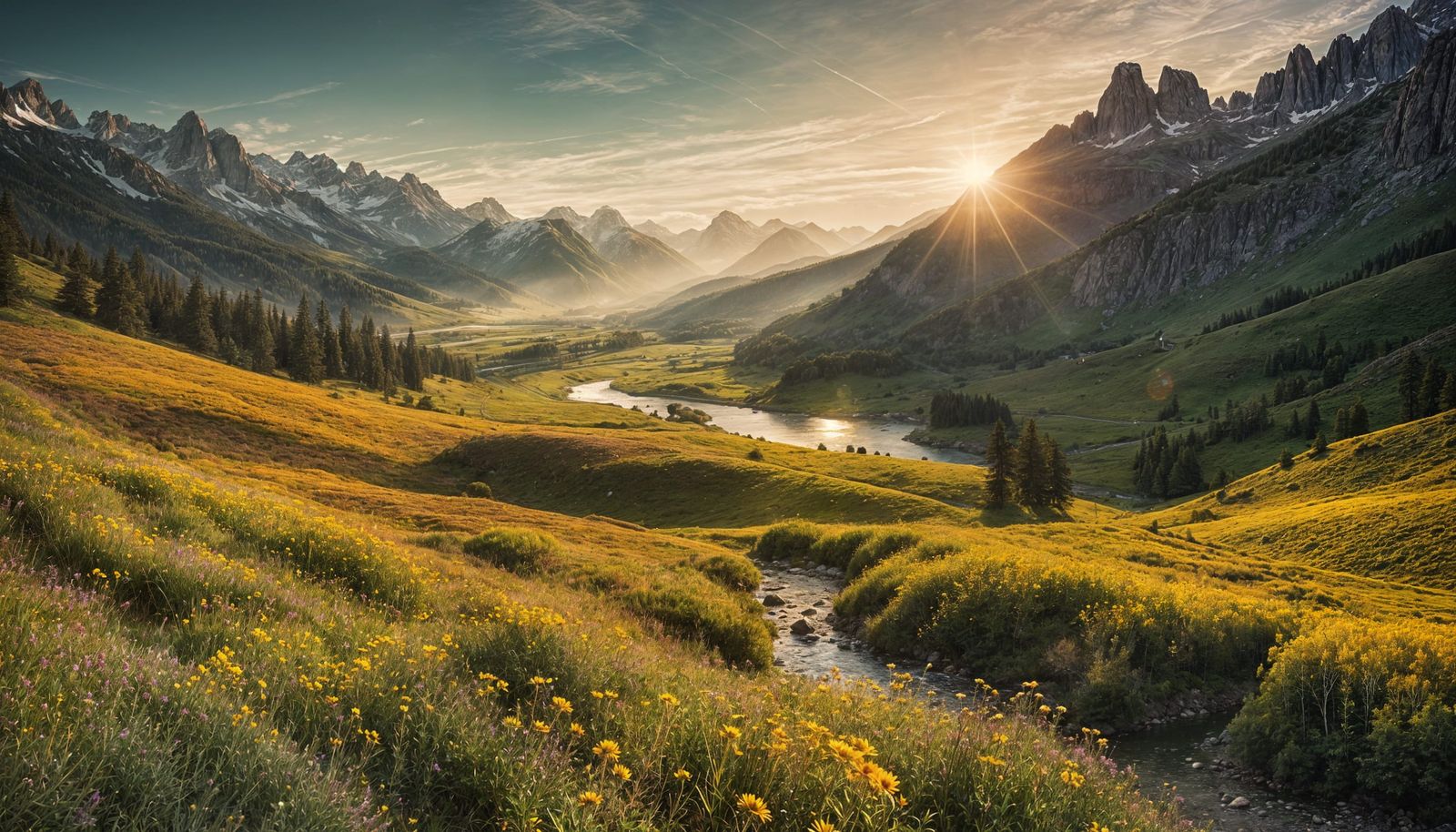 Epic Mountain Landscape in Cinematic Style