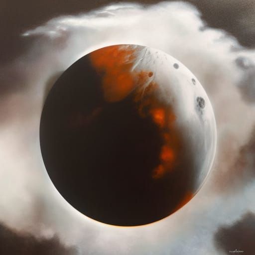 Surreal Lunar Eclipse in Salvador Dali Style