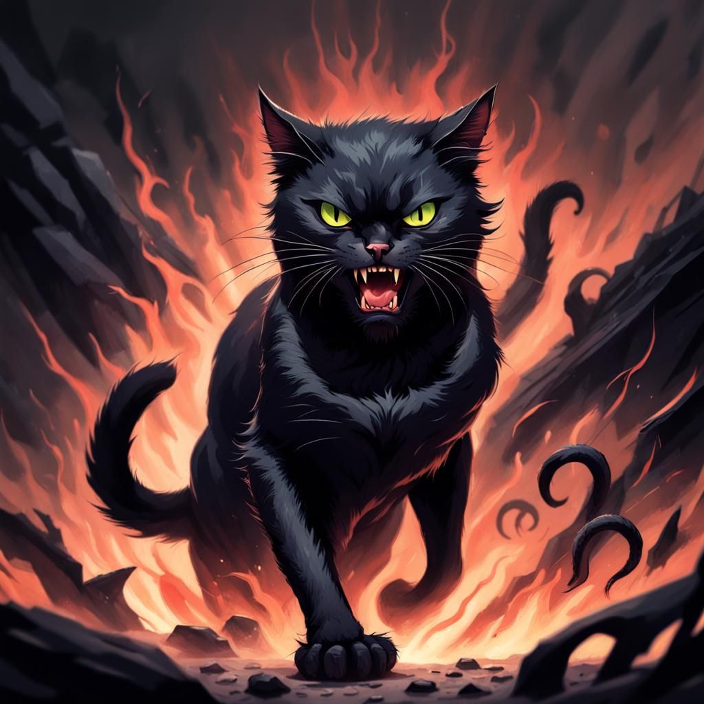 Ferocious Black Cat from Hellish Depths