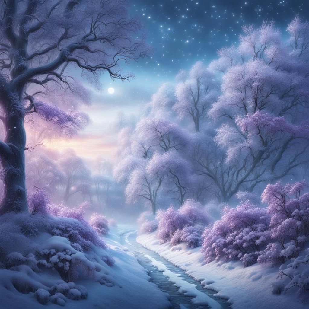 Ethereal Winter Wonderland in Pastel Hues