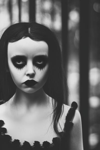 Wednesday Addams Portrait in Dark Gothica Style