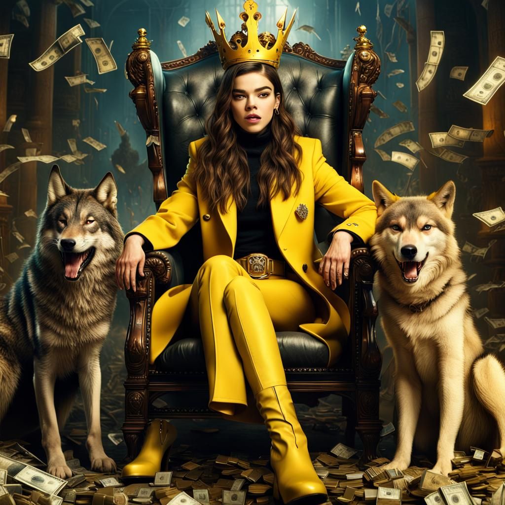 Woman on Throne with Wolves: Digital Matte Painting