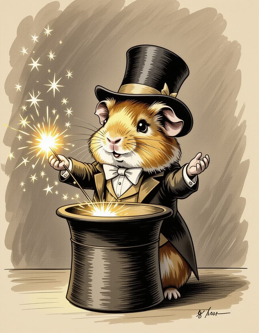 Guinea Pig Magician Pulls Sparks from Hat on Irish Stage