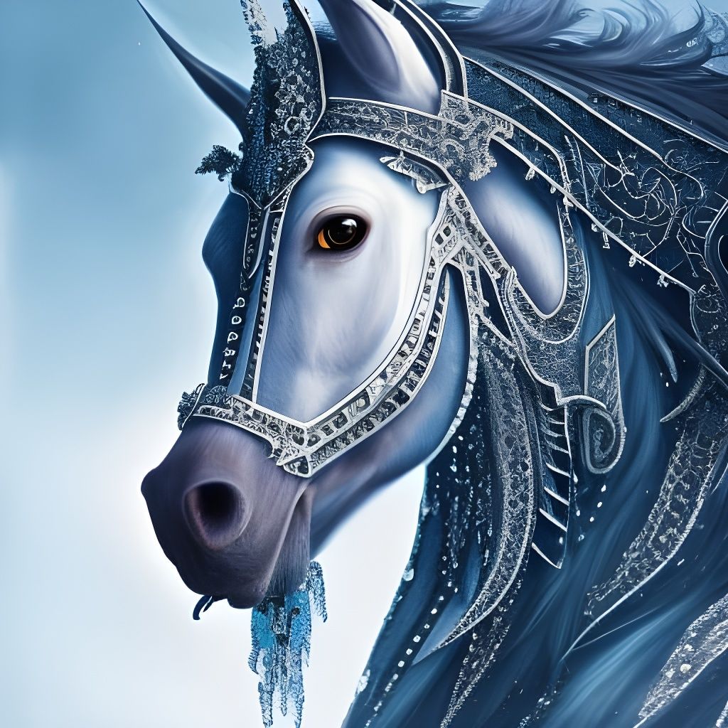 Majestic Ice Horse Portrait in Gothic Style