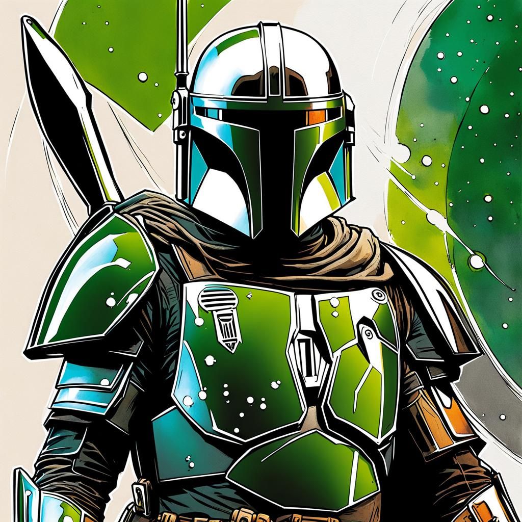 Futuristic Mandalorian Knight with Constellations