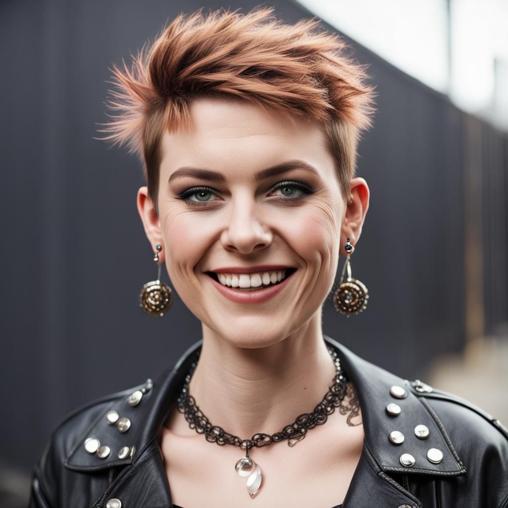 Punk Woman with Chelsea Cut Smiling