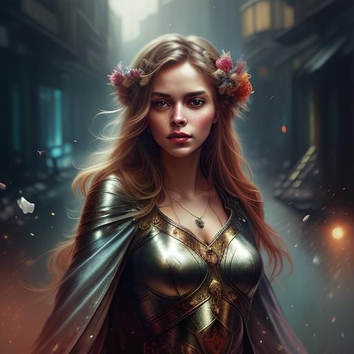 Jeweled Blonde Portrait in Detailed Graffiti Art Style