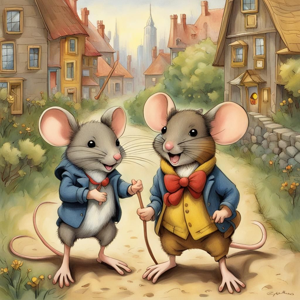 City Mouse and Country Mouse Illustration