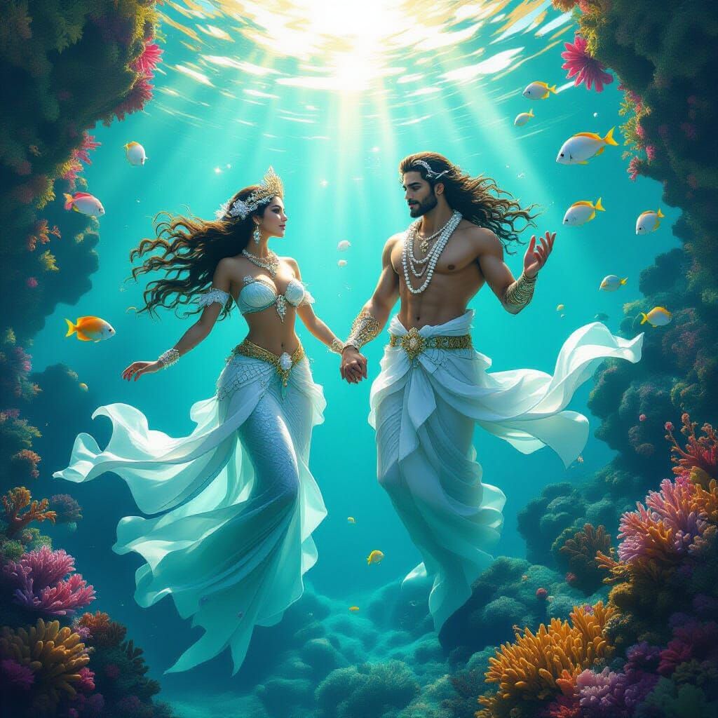 Radiant Sea Gods in Sunlit Tropical Waters