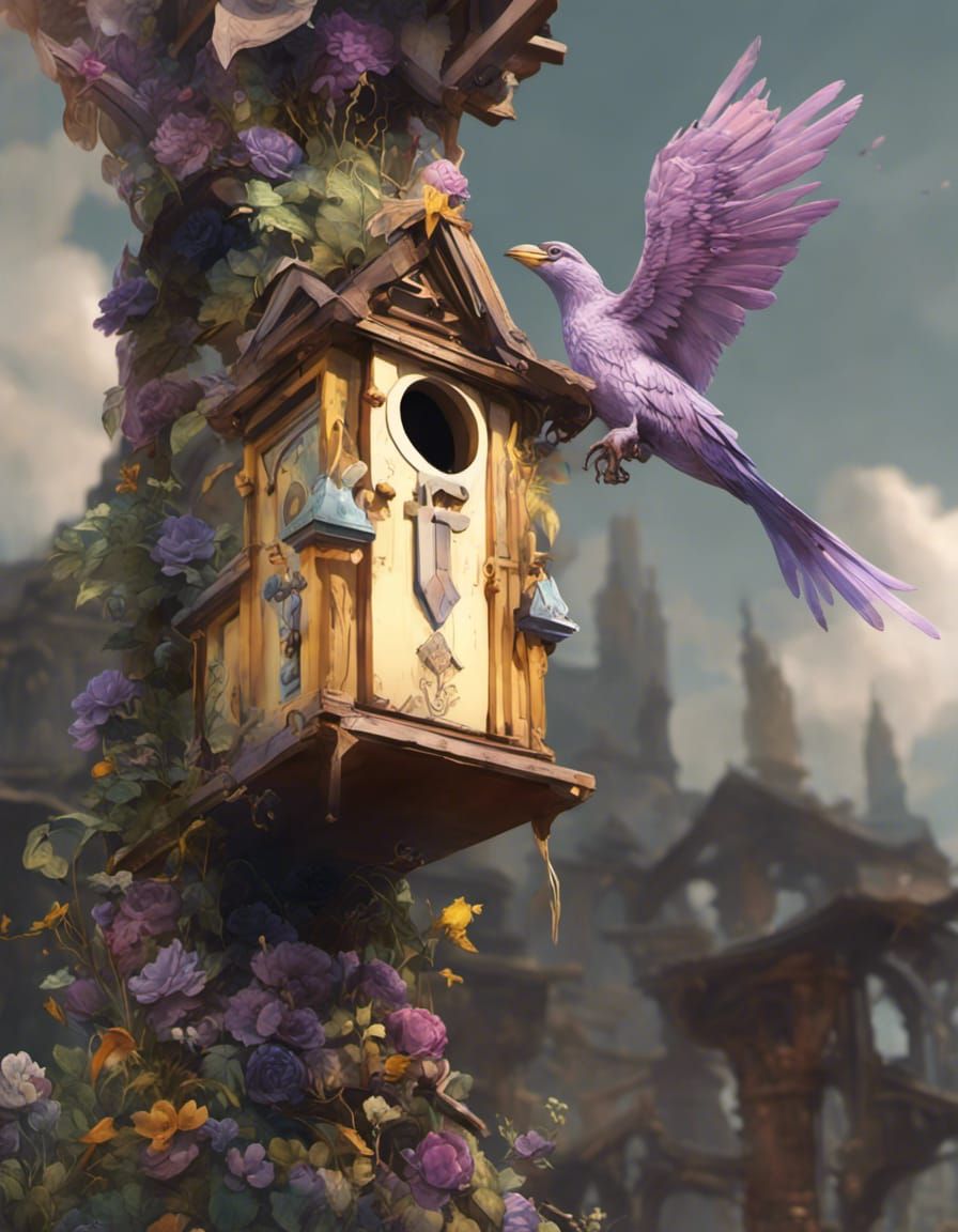 Dark Fantasy Birdhouse of Lost Souls in 8k