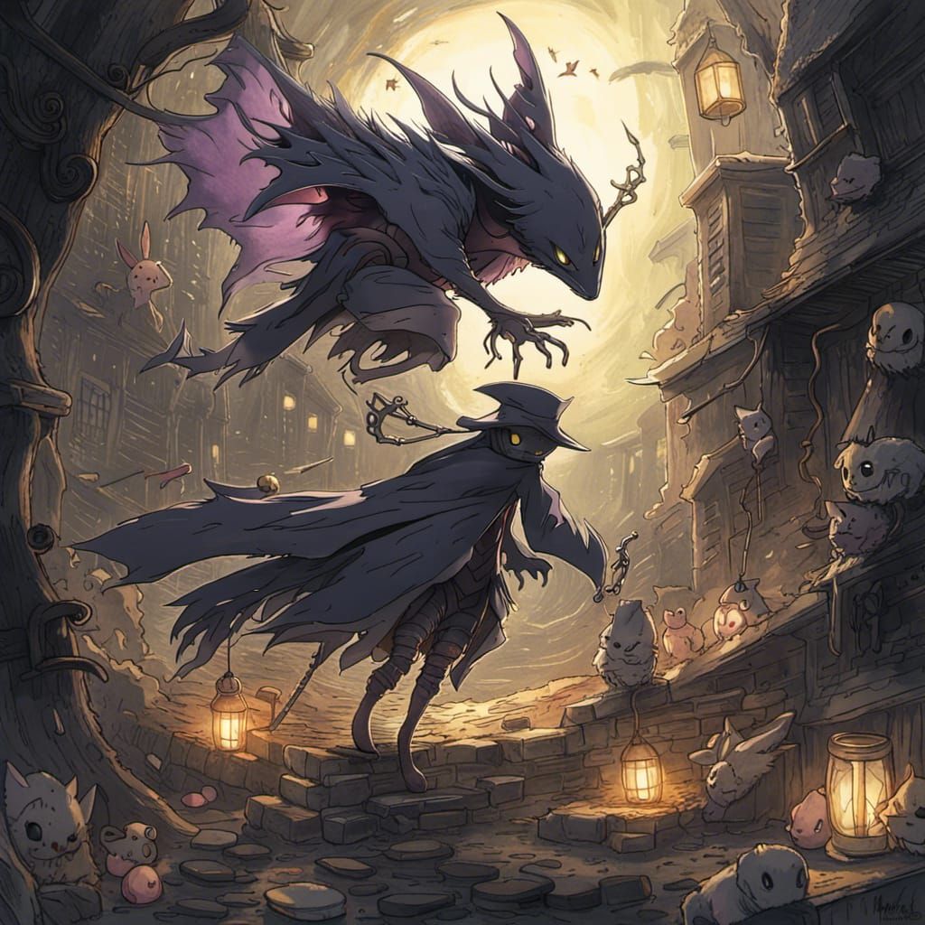 Bloodborne Haunter Pokemon in Ghibli Anime Style