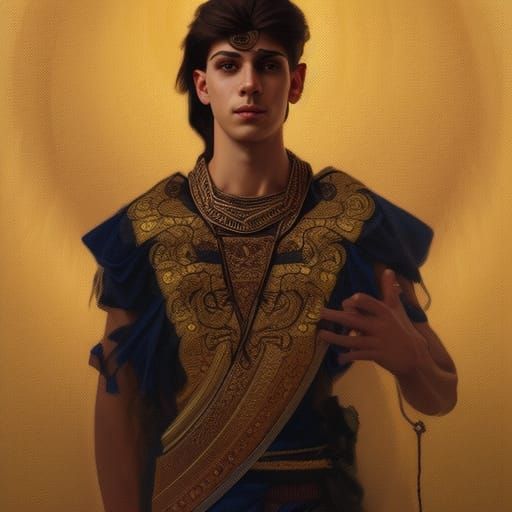 Babylonian Prince Portrait in Ancient Ceremonial Style