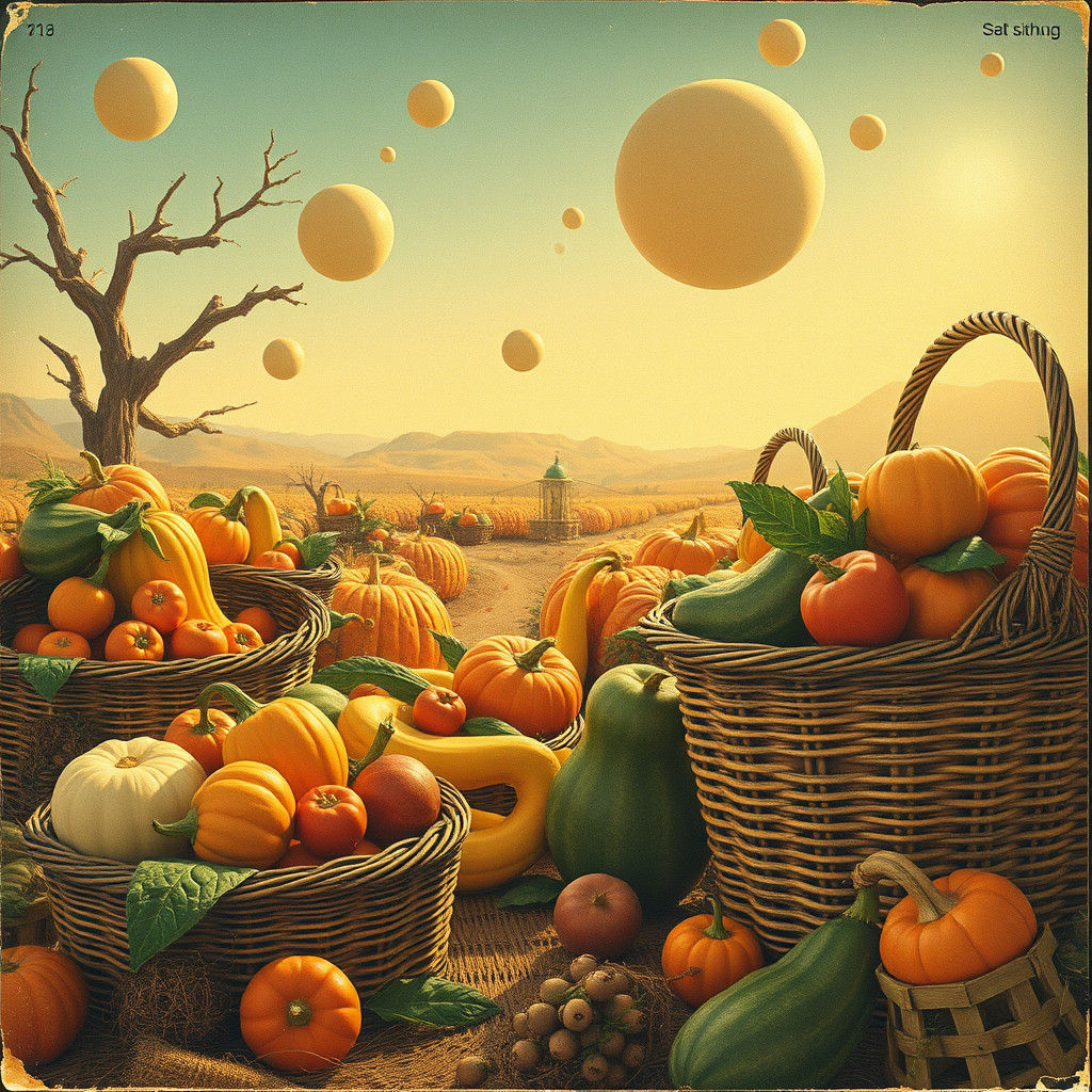 Vintage Thanksgiving Postcard: Alien Harvest in 1950s Style