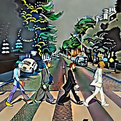 Abbey Road in Studio Ghibli Anime Style