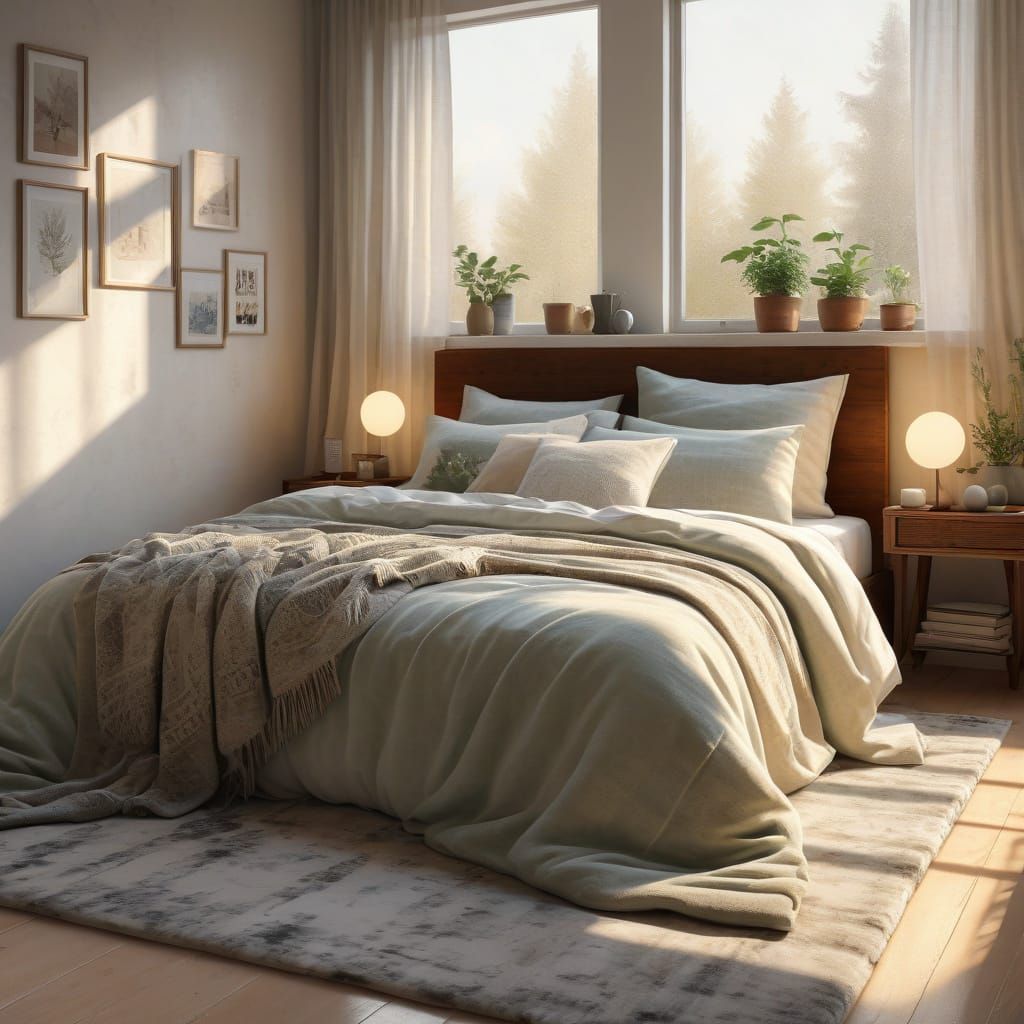 Cozy Bedroom Concept Art with Painterly Texture