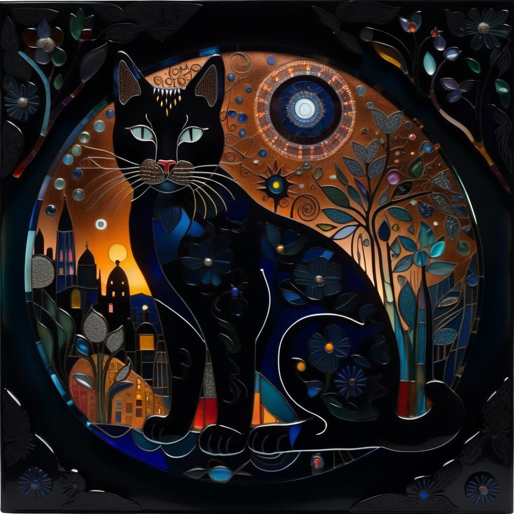 Glass Cat Artwork: Whimsical and Intricately Detailed