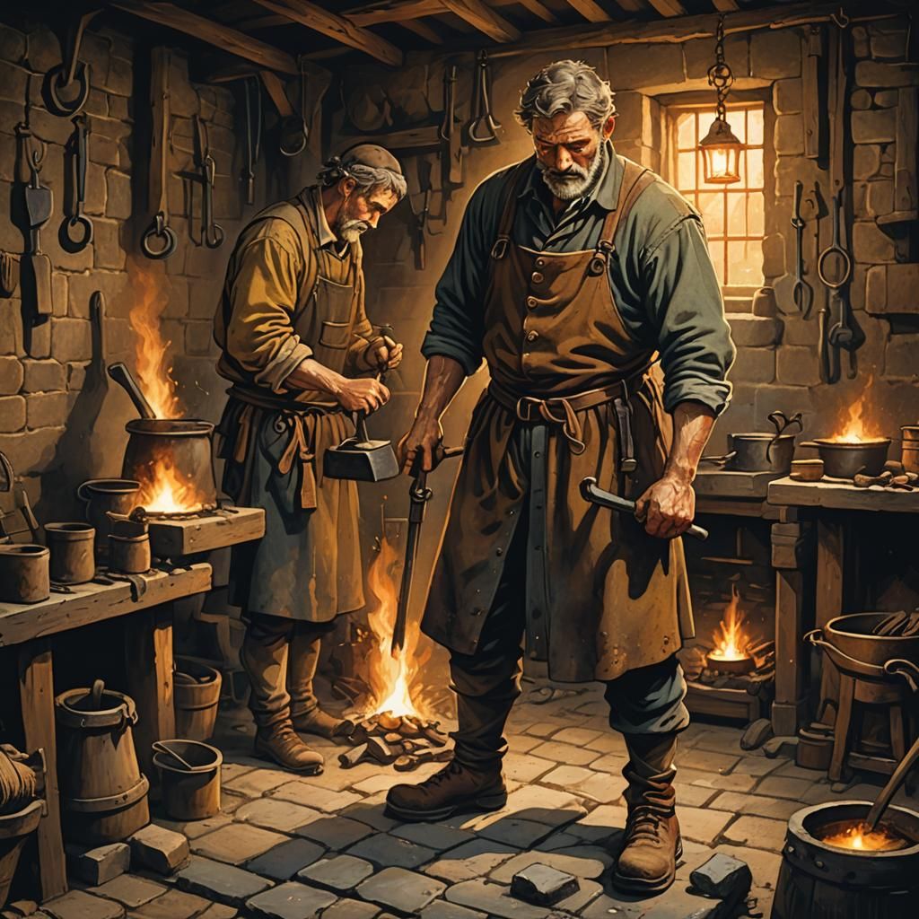 Medieval Blacksmith at Work: 16th Century Realism