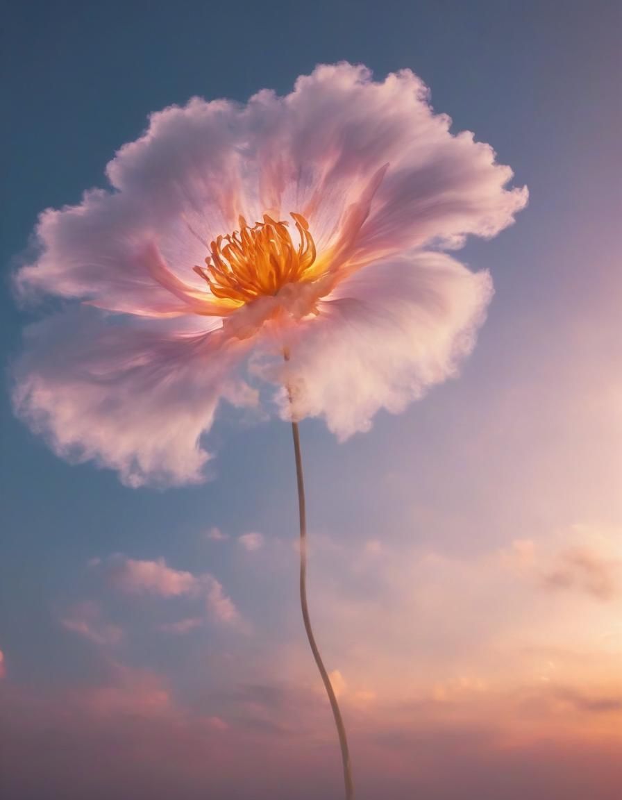 Ethereal Cloud Flower Floating in the Sky