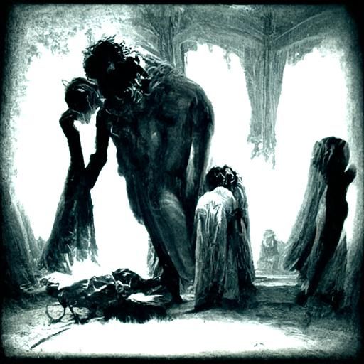 Dark Horror Scene of Deceit and Lies