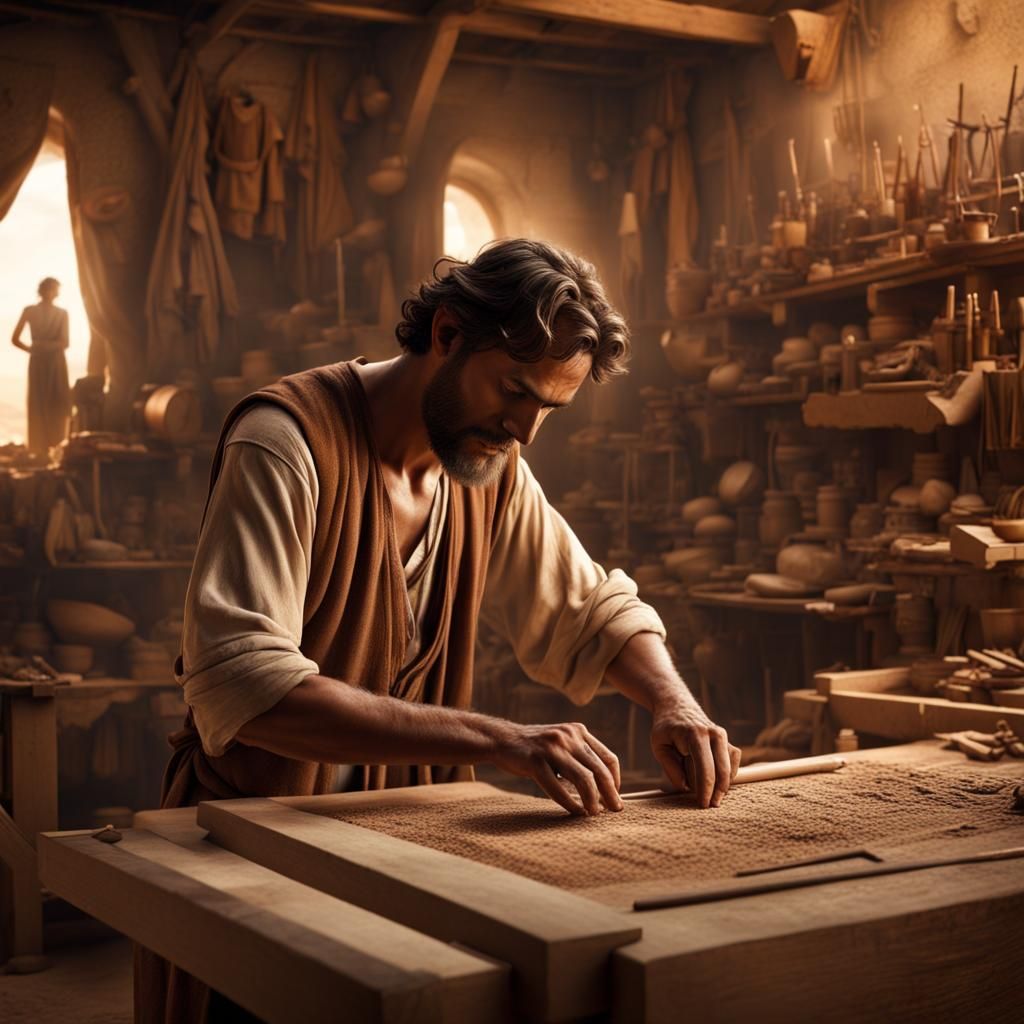 Joseph Working in Carpenter Shop, Ancient Israel