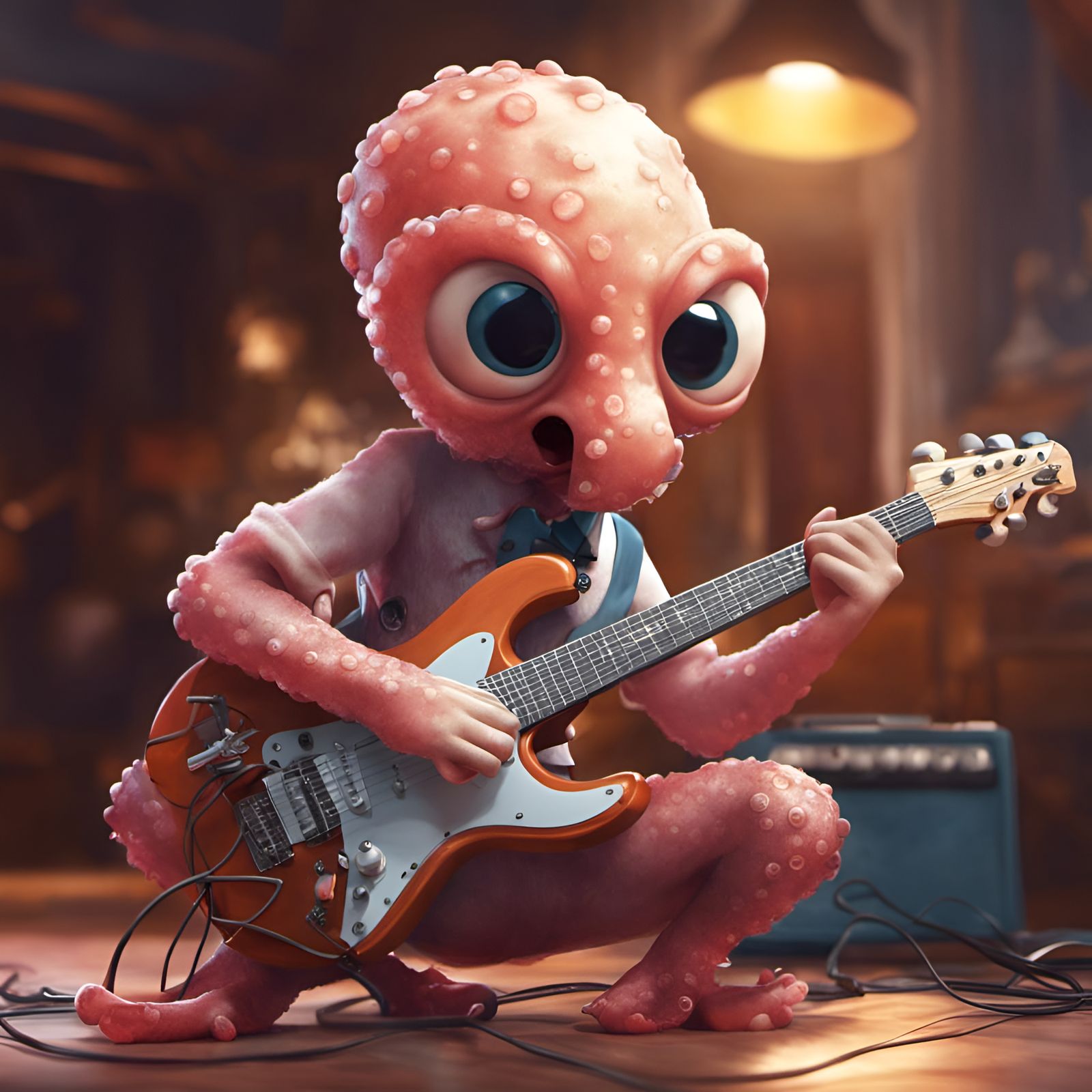 Octopus Rock Star Portrait in Digital Illustration