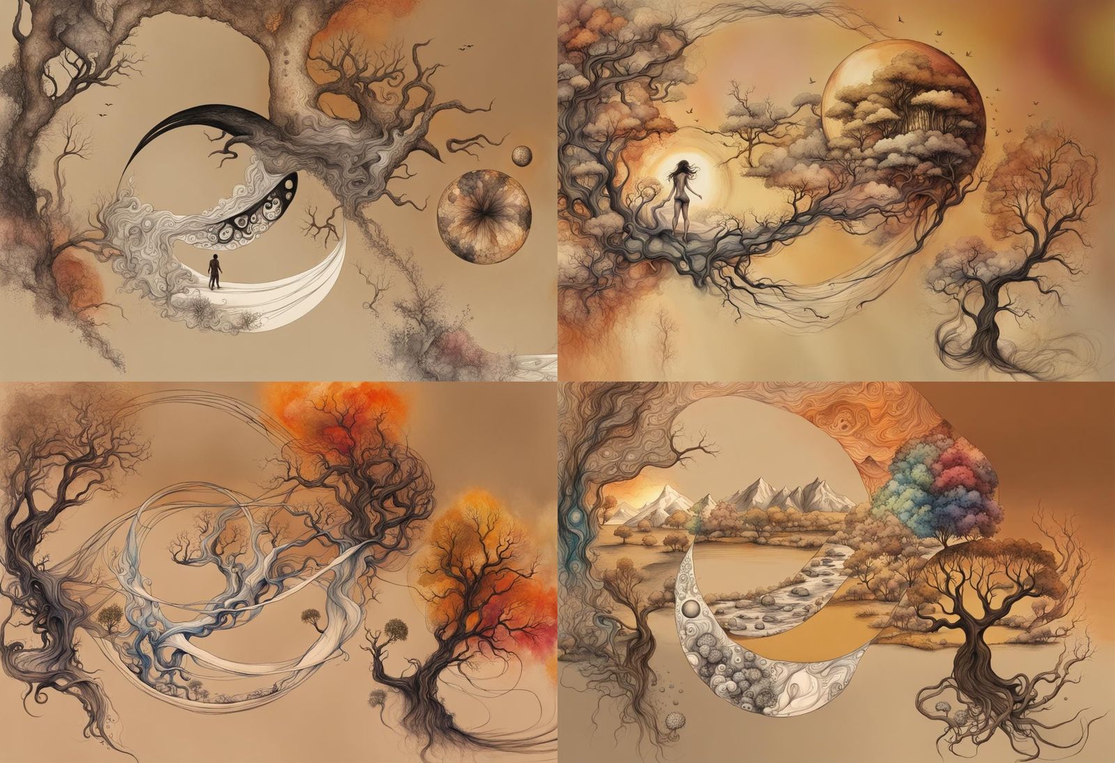 Parallel Universes Collide: Ink and Crayon Art