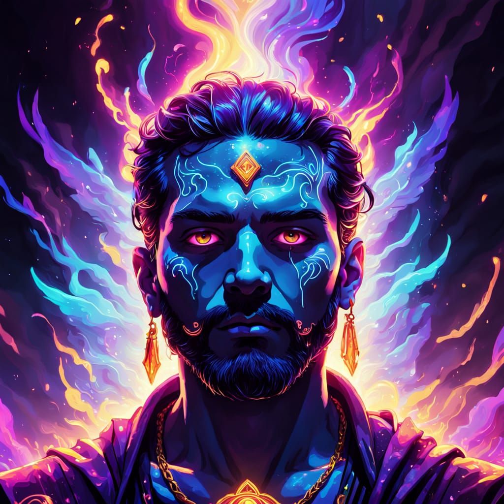 Ethereal Tzadakiel in Vibrant Ultra Violet Aura