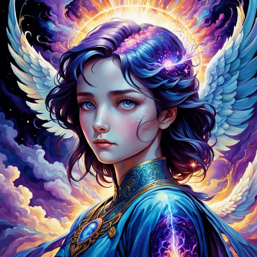 Ethereal Archangel Radiates Vibrant Ultra Violet Aura