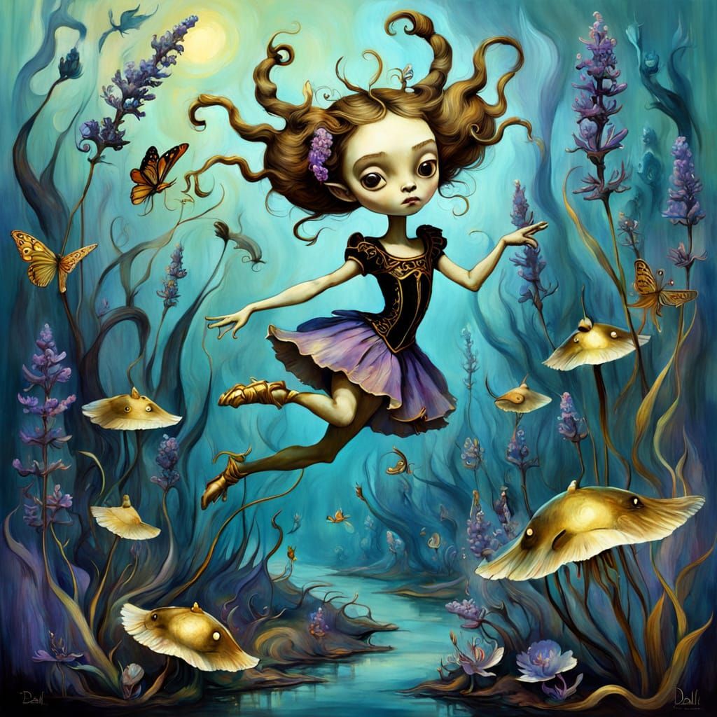 Psychedelic Ballet Dancer in Organic Modern Style