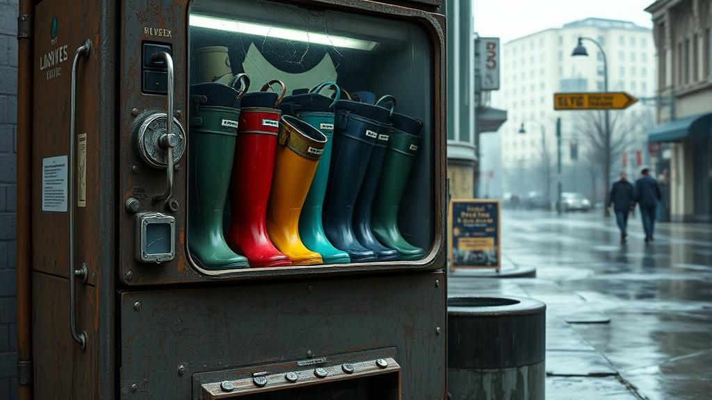 Dieselpunk Vending Machine on Post-Apocalyptic Street