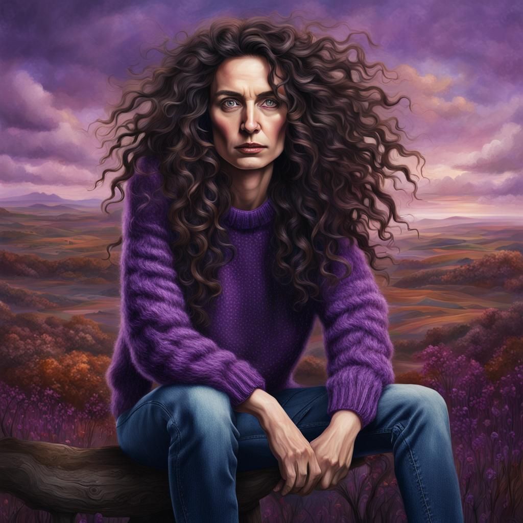Surreal Portrait of a Beautiful Woman in Purple