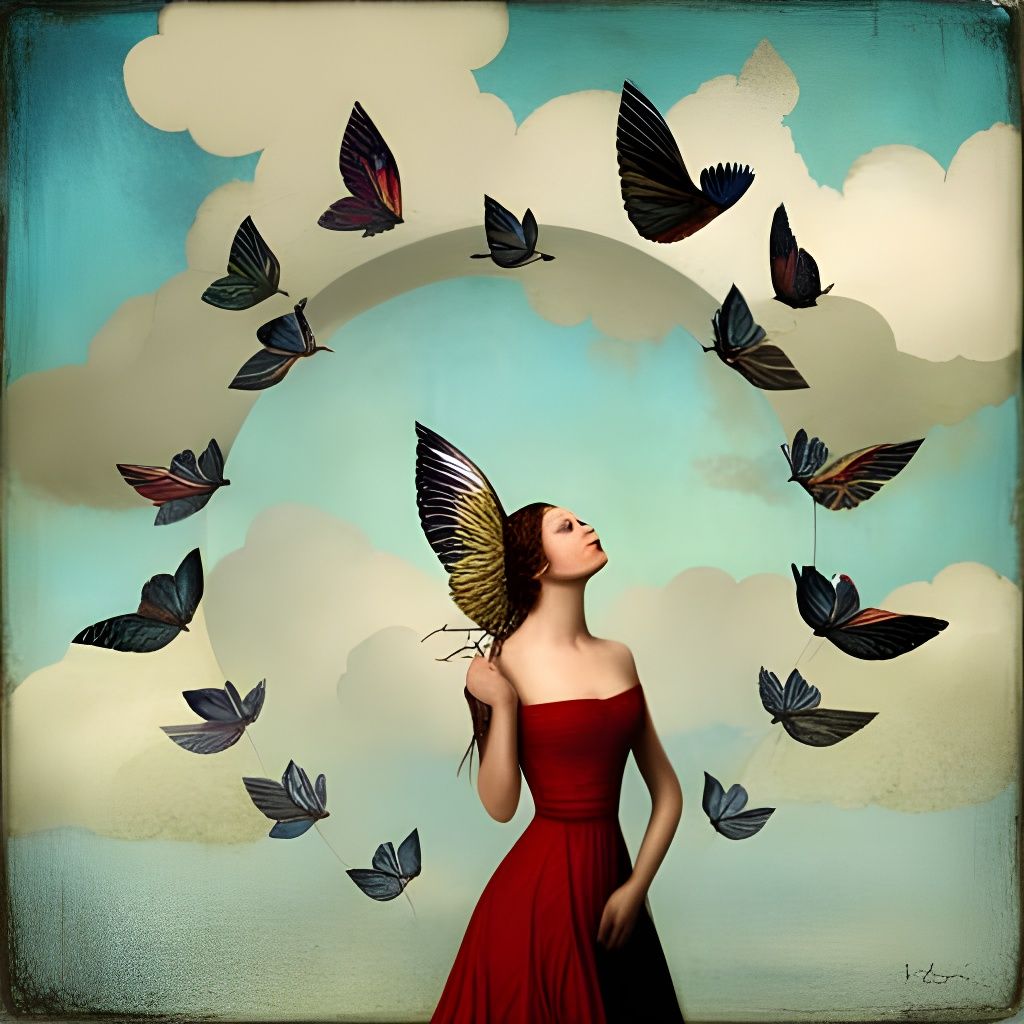 Surreal Collage of Time in Flight