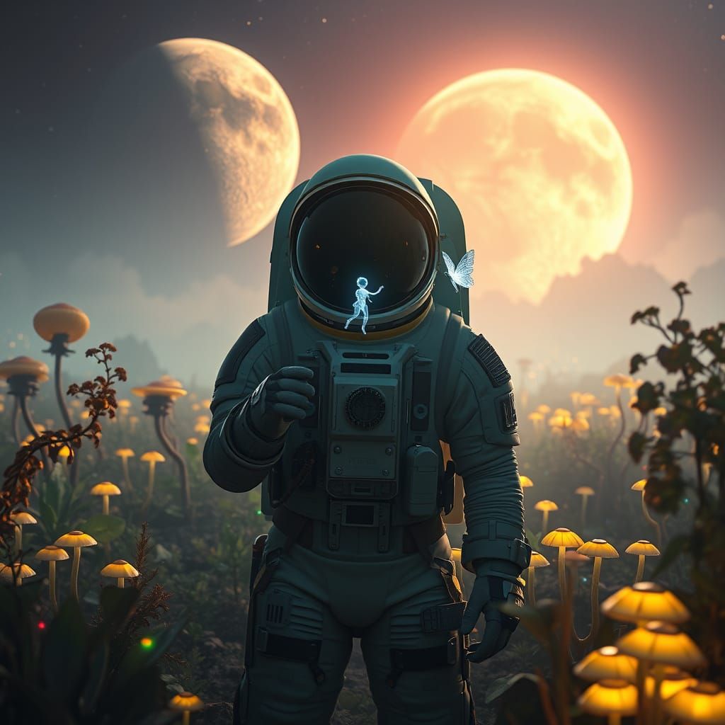 Astronaut Meets Enchanted Fairy in a Fantastical Space World
