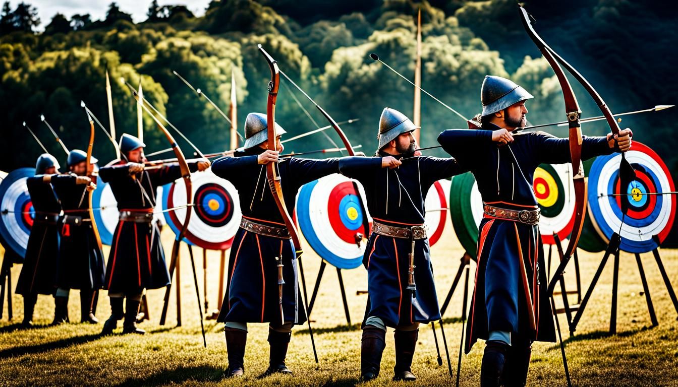 Medieval Archers Shooting Arrows with Hyperrealistic Detail