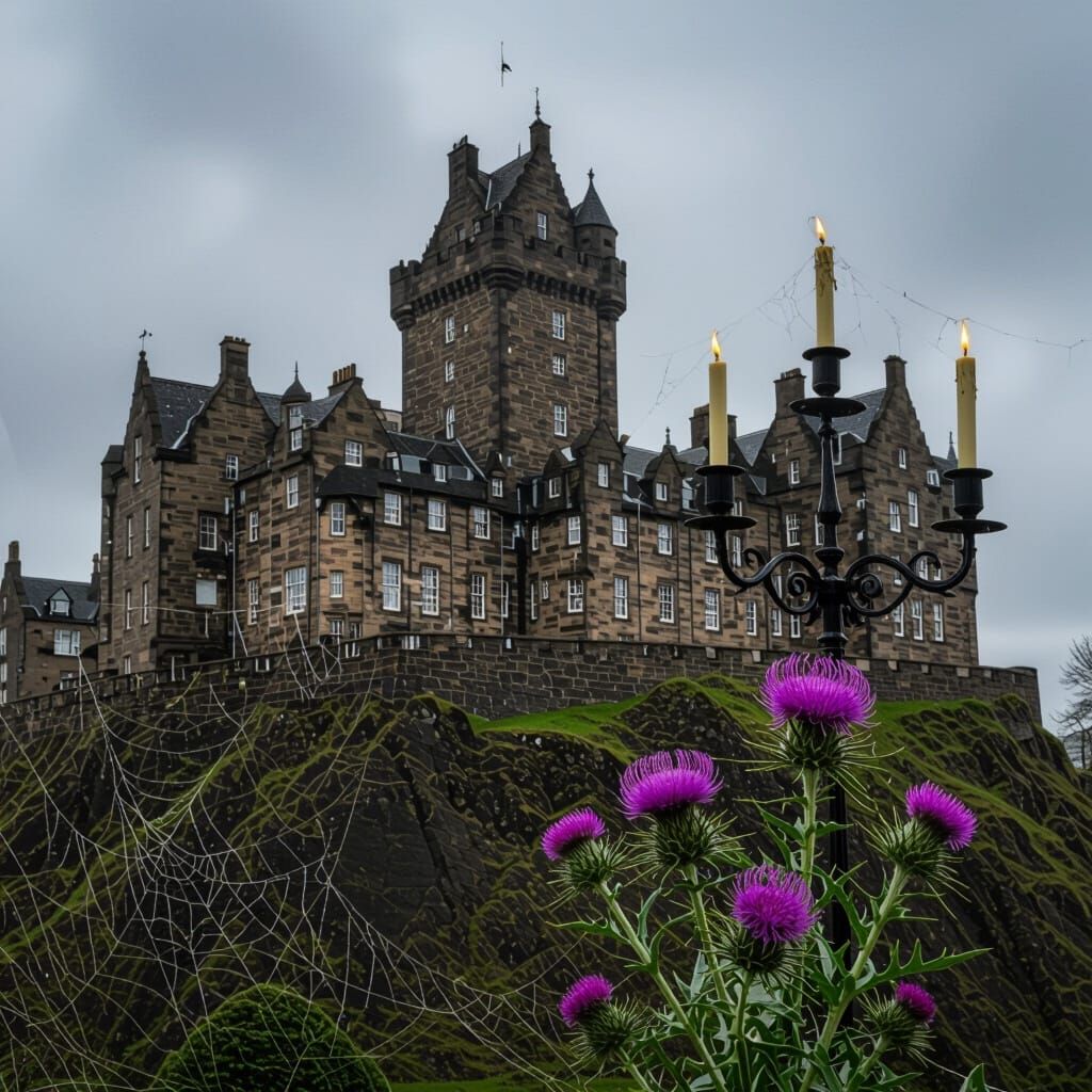 Gothic Castle in Edinburgh with Spider Webs