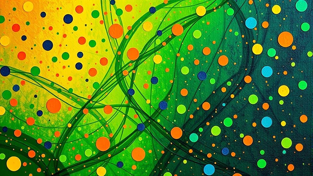 Neon Art Nouveau Kinetic Pointillism Painting